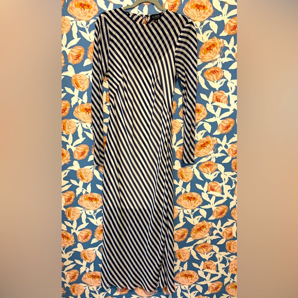 JCrew Striped Navy and White Dress